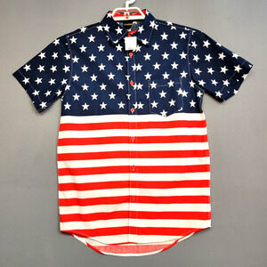 Fifth Sun American Flag Button Shirt Mens S Stripes Red White Blue Pocket New